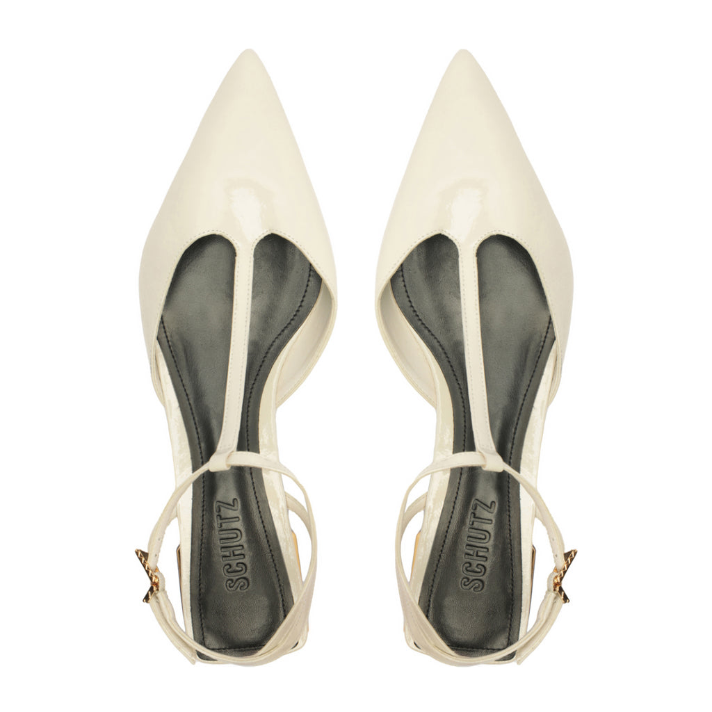 Allure T Patent Flat in Sugar White