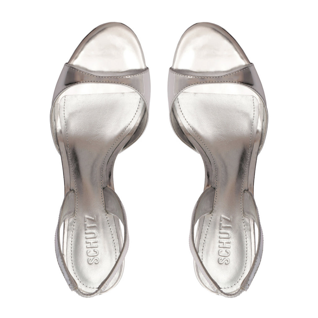 Scarlett Sling Mid Metallic Sandal in Prata