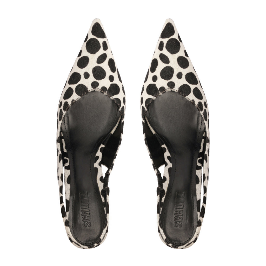 Lexi Sling Wild Hair Calf Pump in White/Black