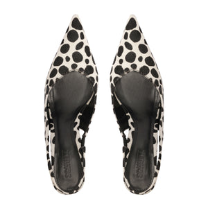 Lexi Sling Wild Hair Calf Pump in White/Black