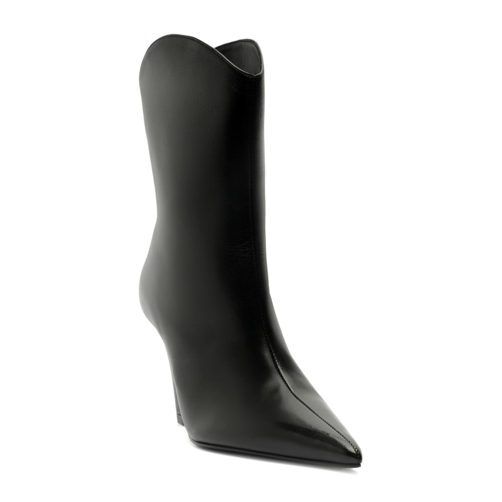 Maryann Curve Leather Bootie in Black