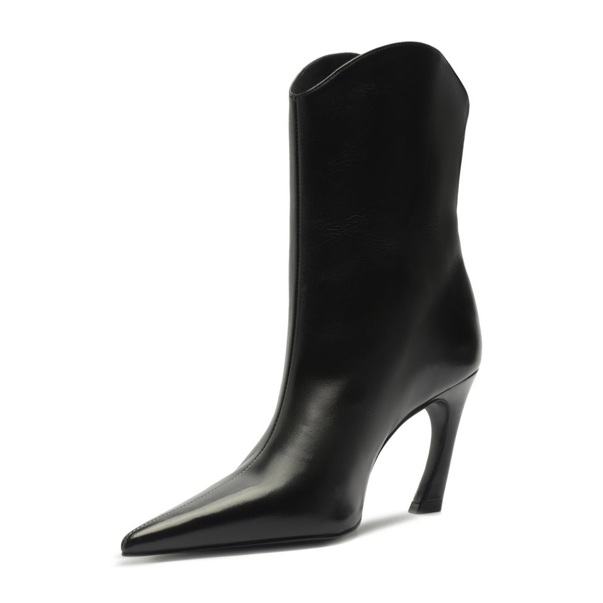 Maryann Curve Leather Bootie in Black