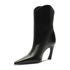Maryann Curve Leather Bootie in Black