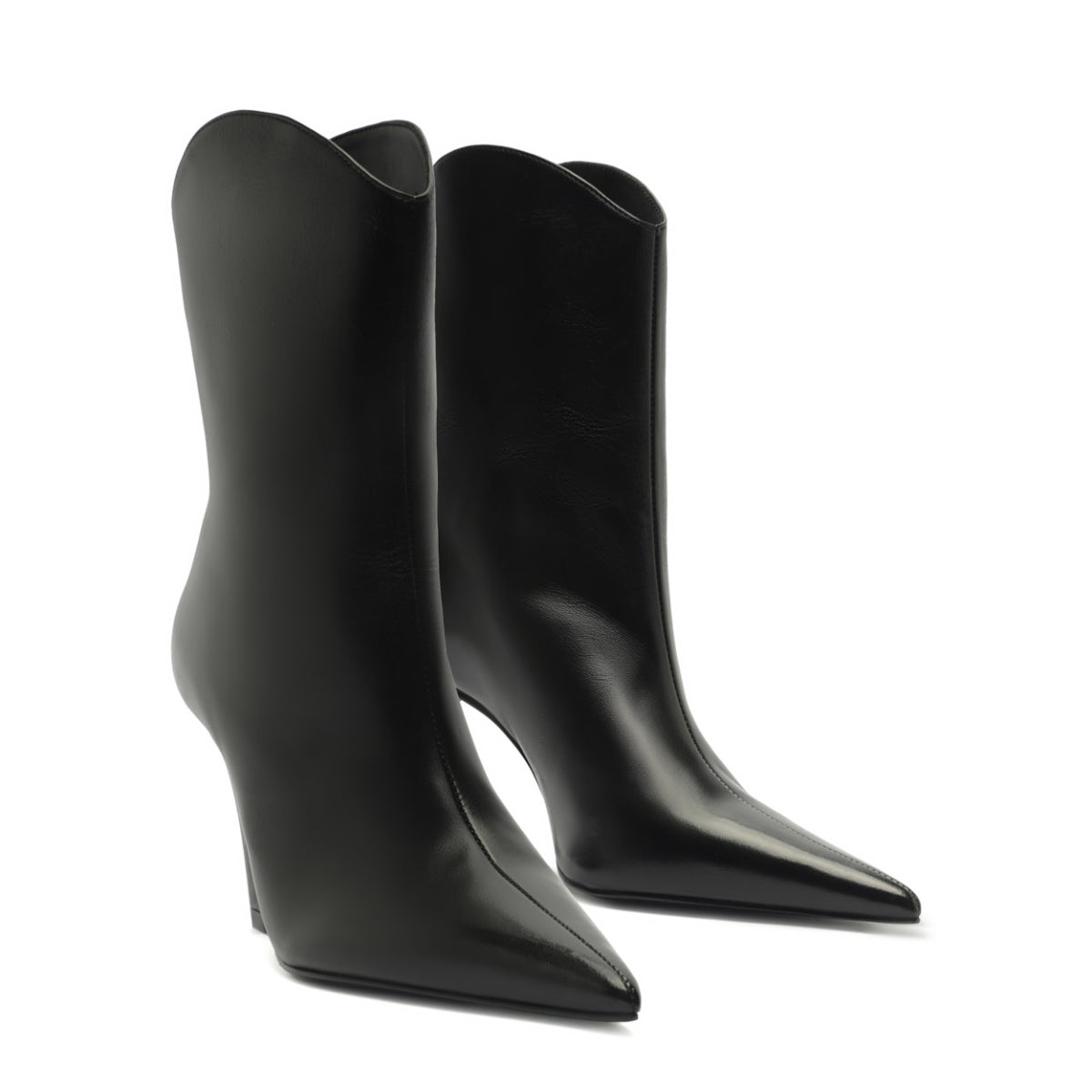 Maryann Curve Leather Bootie in Black