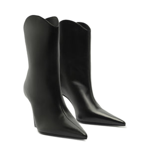 Maryann Curve Leather Bootie in Black