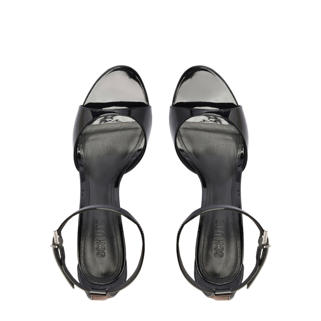 Scarlett Patent Leather Sandal in Black