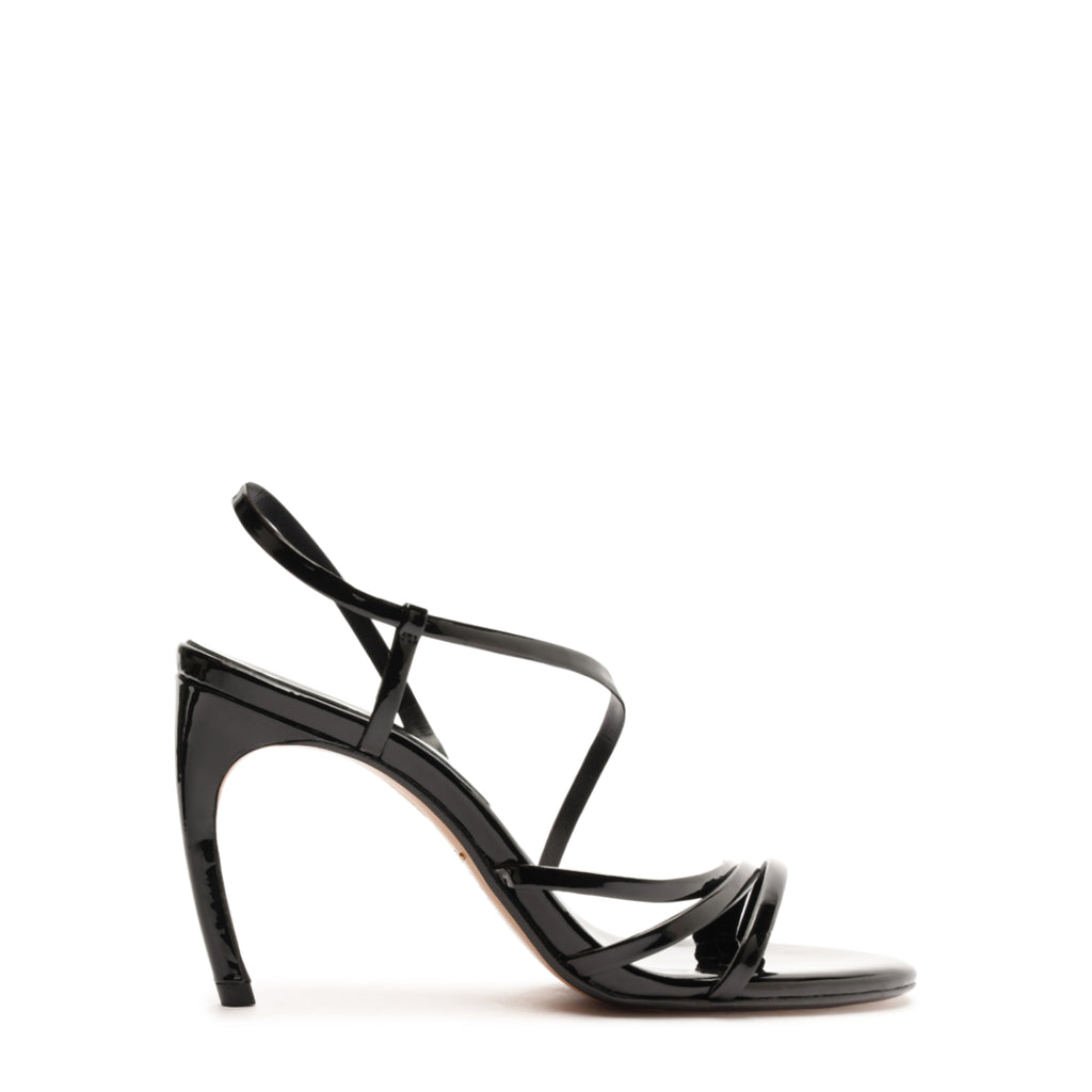 Annie Curve Patent Sandal in Black