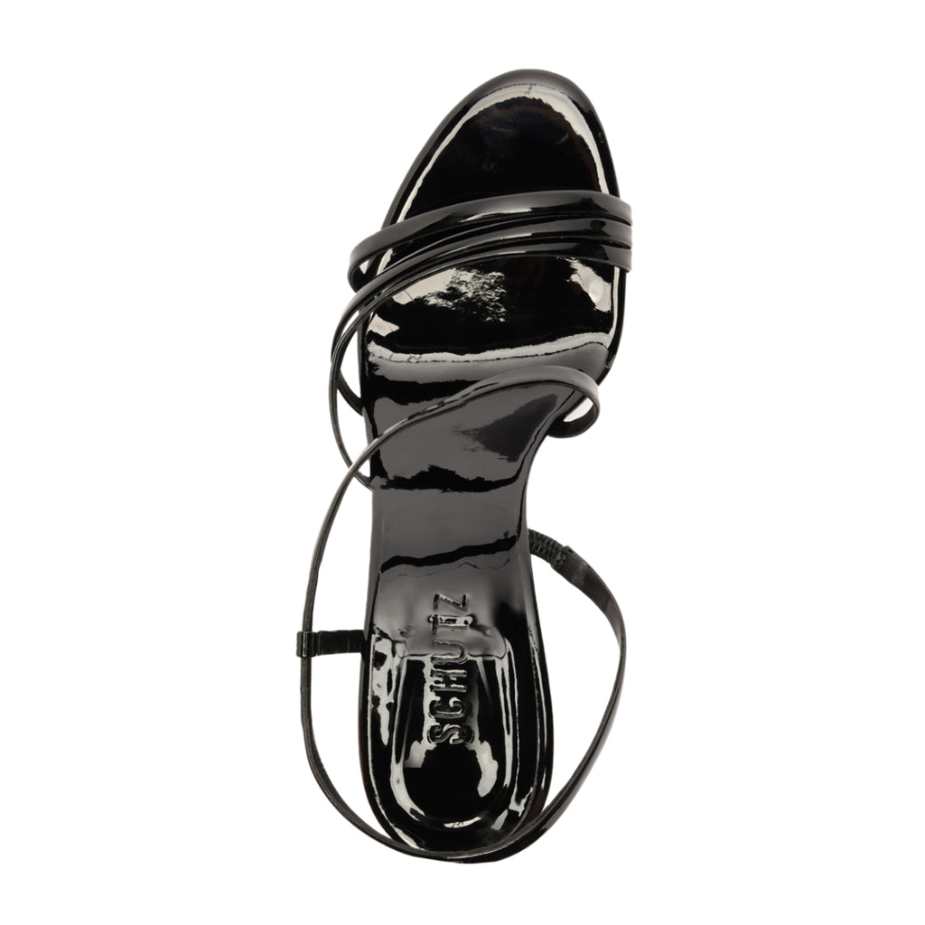 Annie Curve Patent Sandal in Black