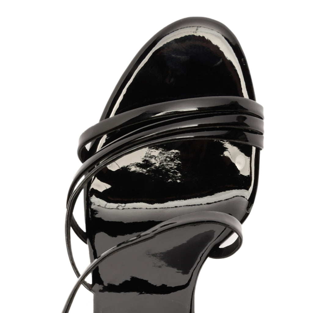 Annie Curve Patent Sandal in Black