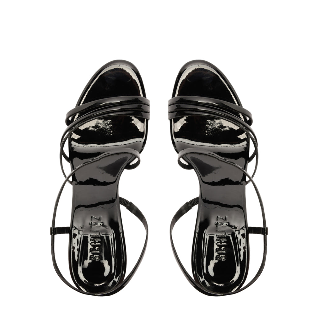 Annie Curve Patent Sandal in Black
