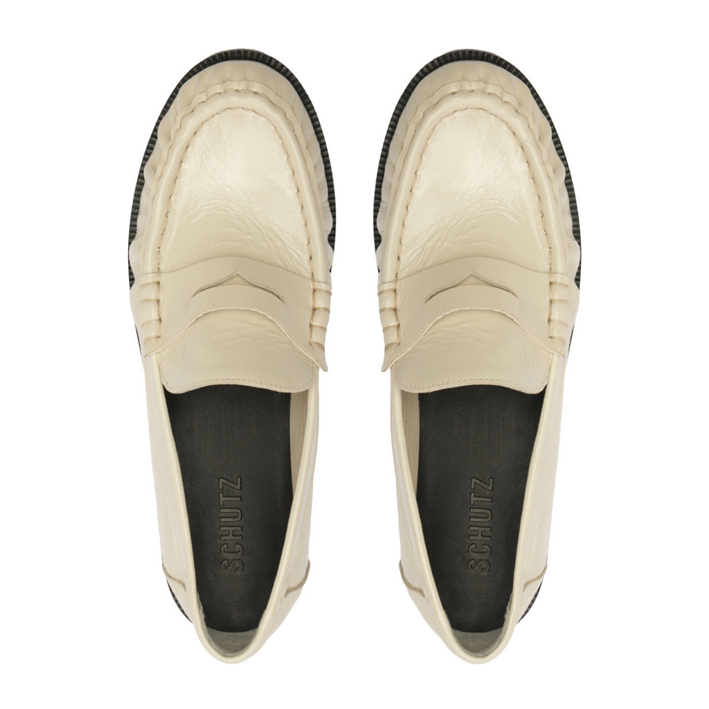 Tyche Patent Flat in Sugar White