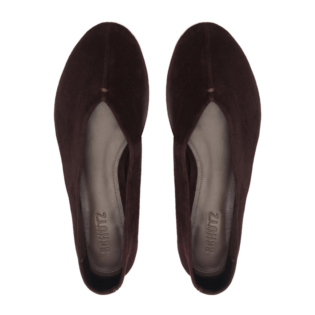 Courtney Suede Flat in Seal Brown