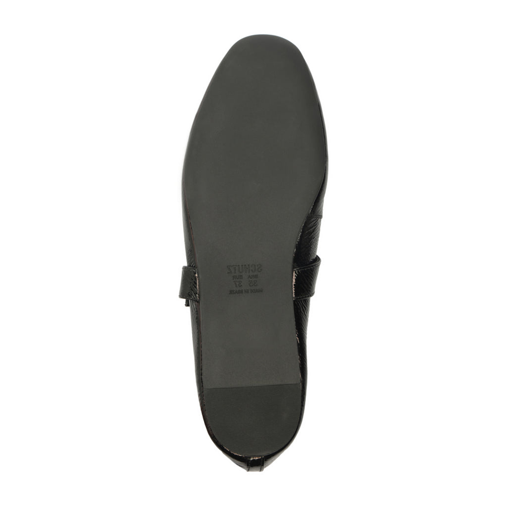 Courtney Buckle Patent Flat in Black