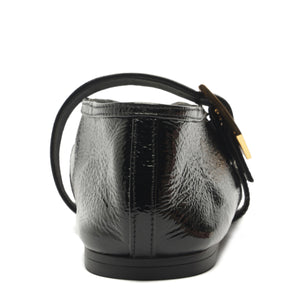 Courtney Buckle Patent Flat in Black
