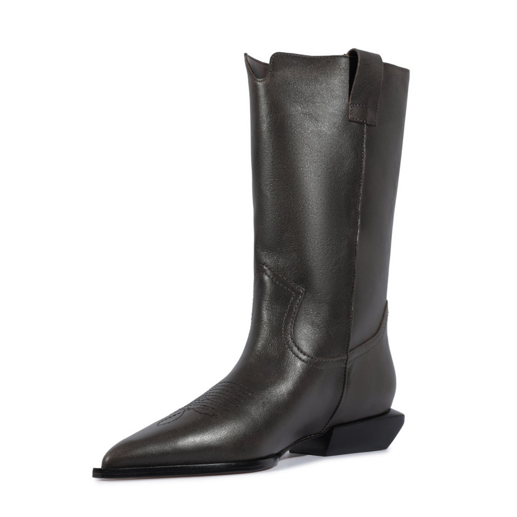 Ashley Leather Bootie in Root Brown