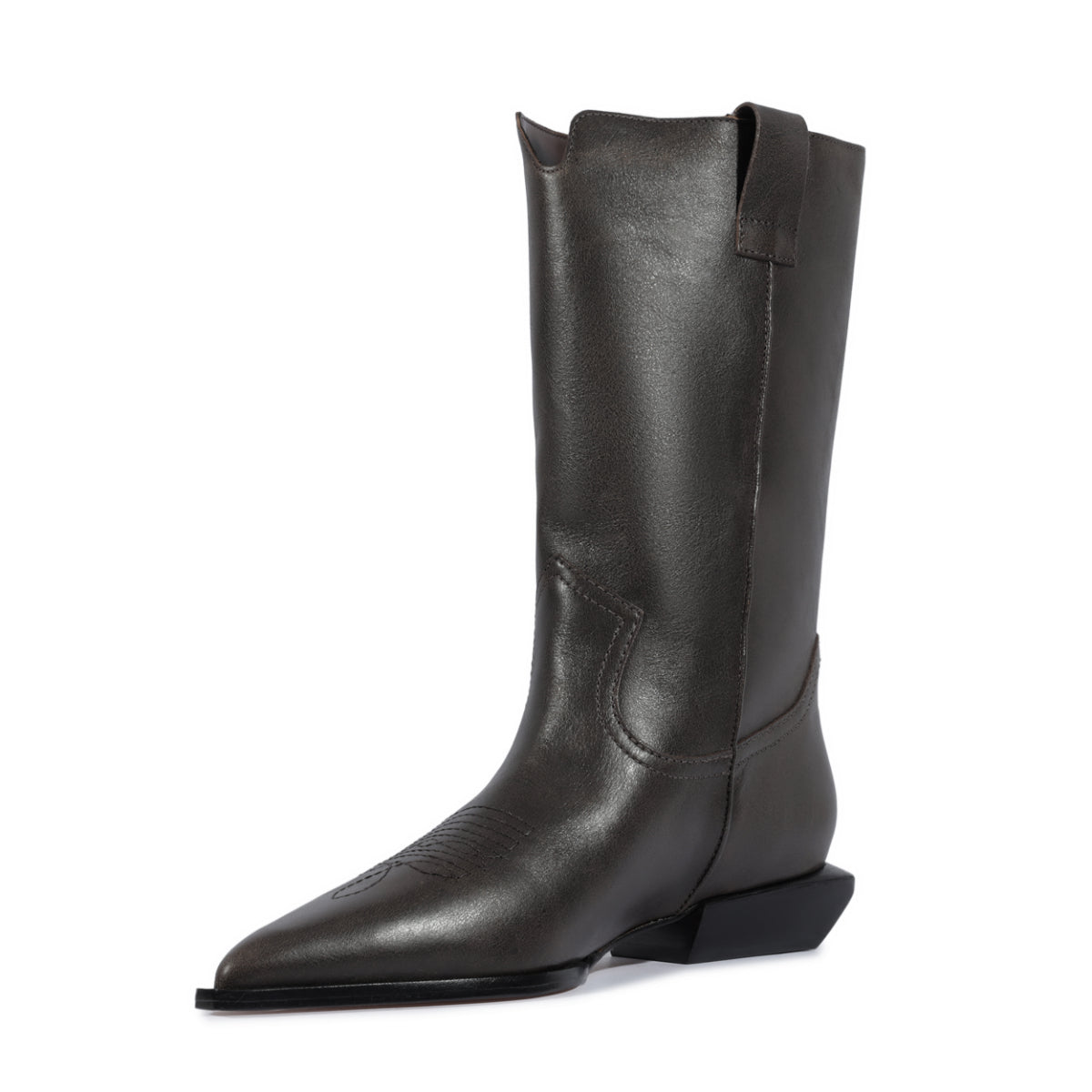 Ashley Leather Bootie in Root Brown