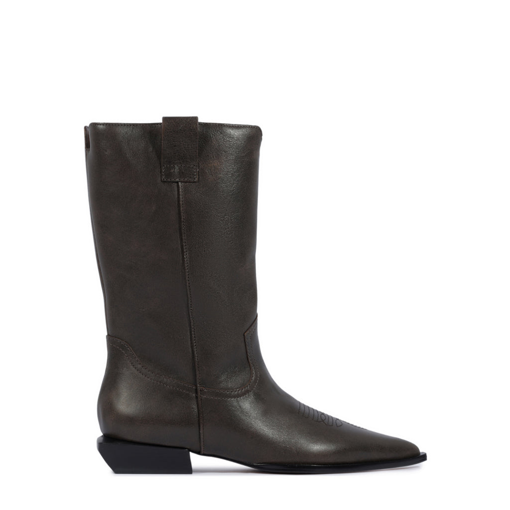 Ashley Leather Bootie in Root Brown