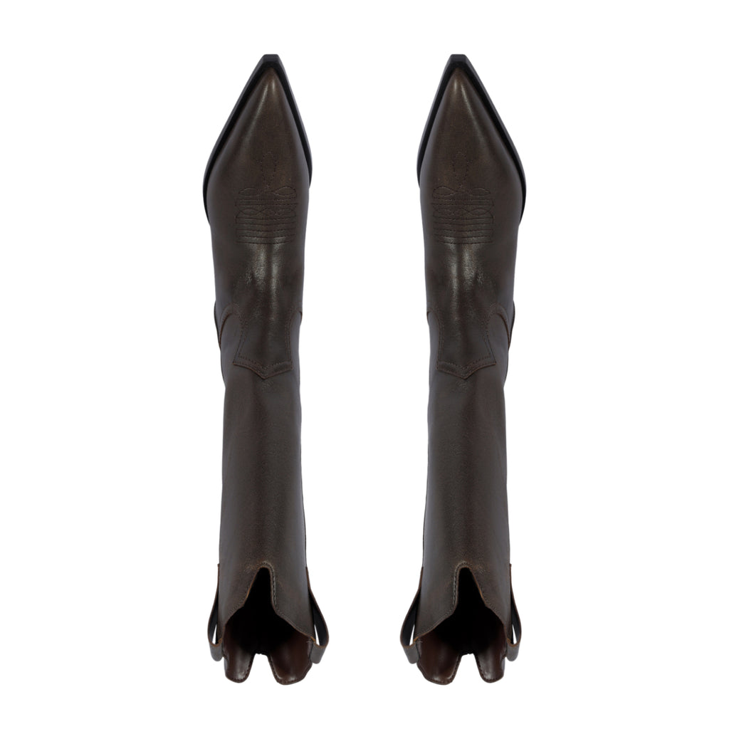 Ashley Leather Bootie in Root Brown