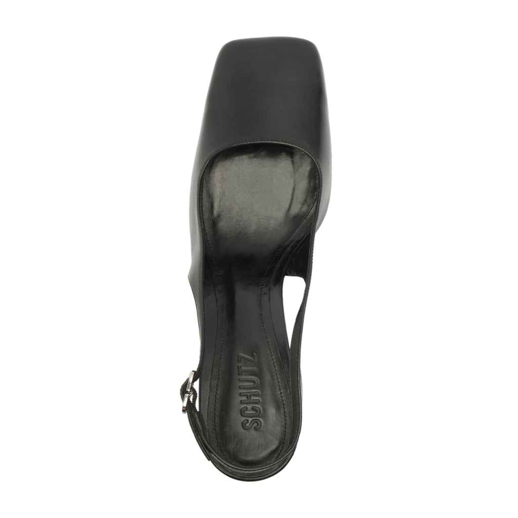 Leia Block Leather Pump in Black