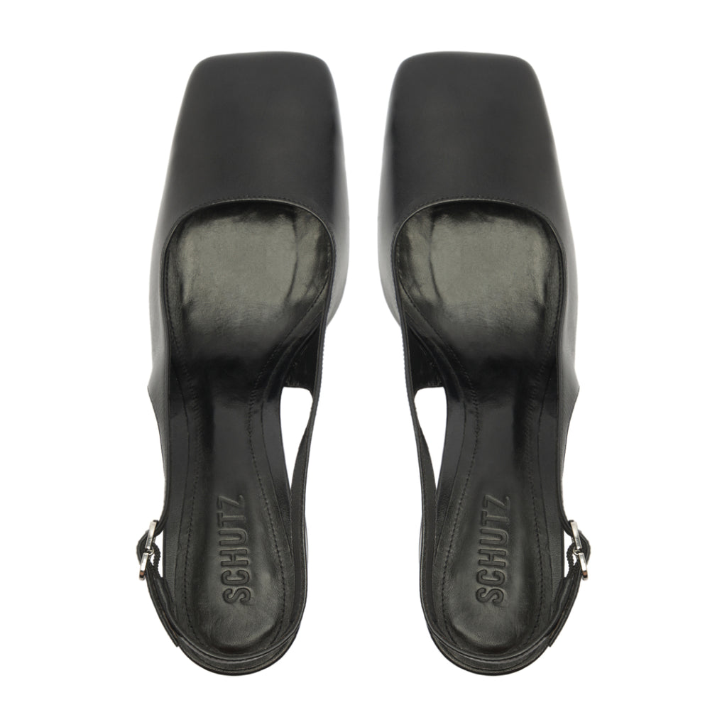 Leia Block Leather Pump in Black