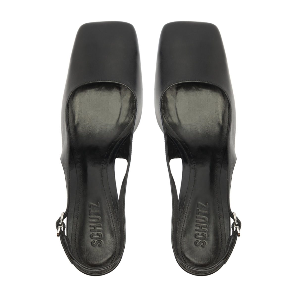 Leia Block Leather Pump in Black
