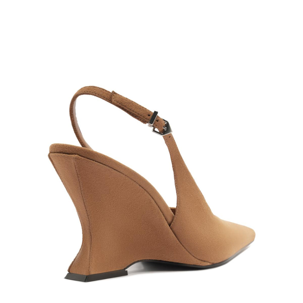 Siena Buckle Suede Pump in Wood