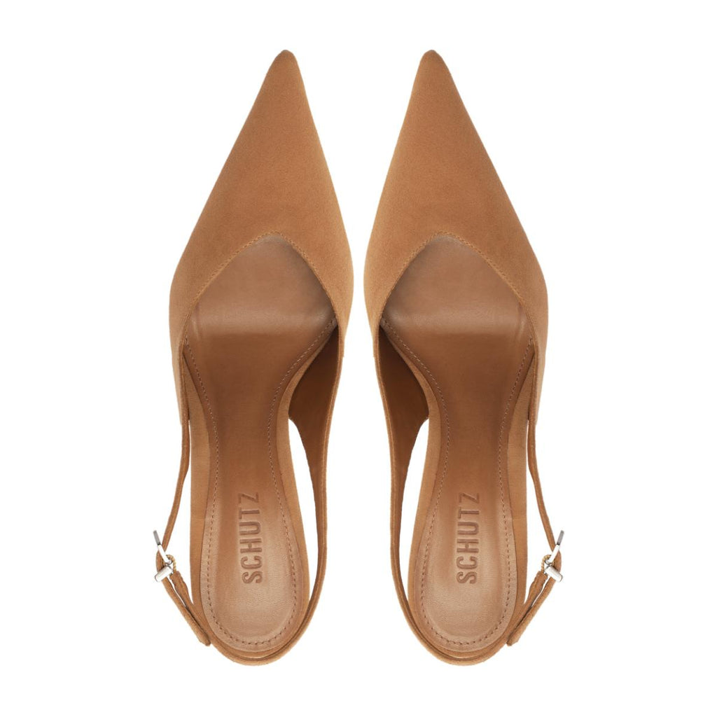 Siena Buckle Suede Pump in Wood