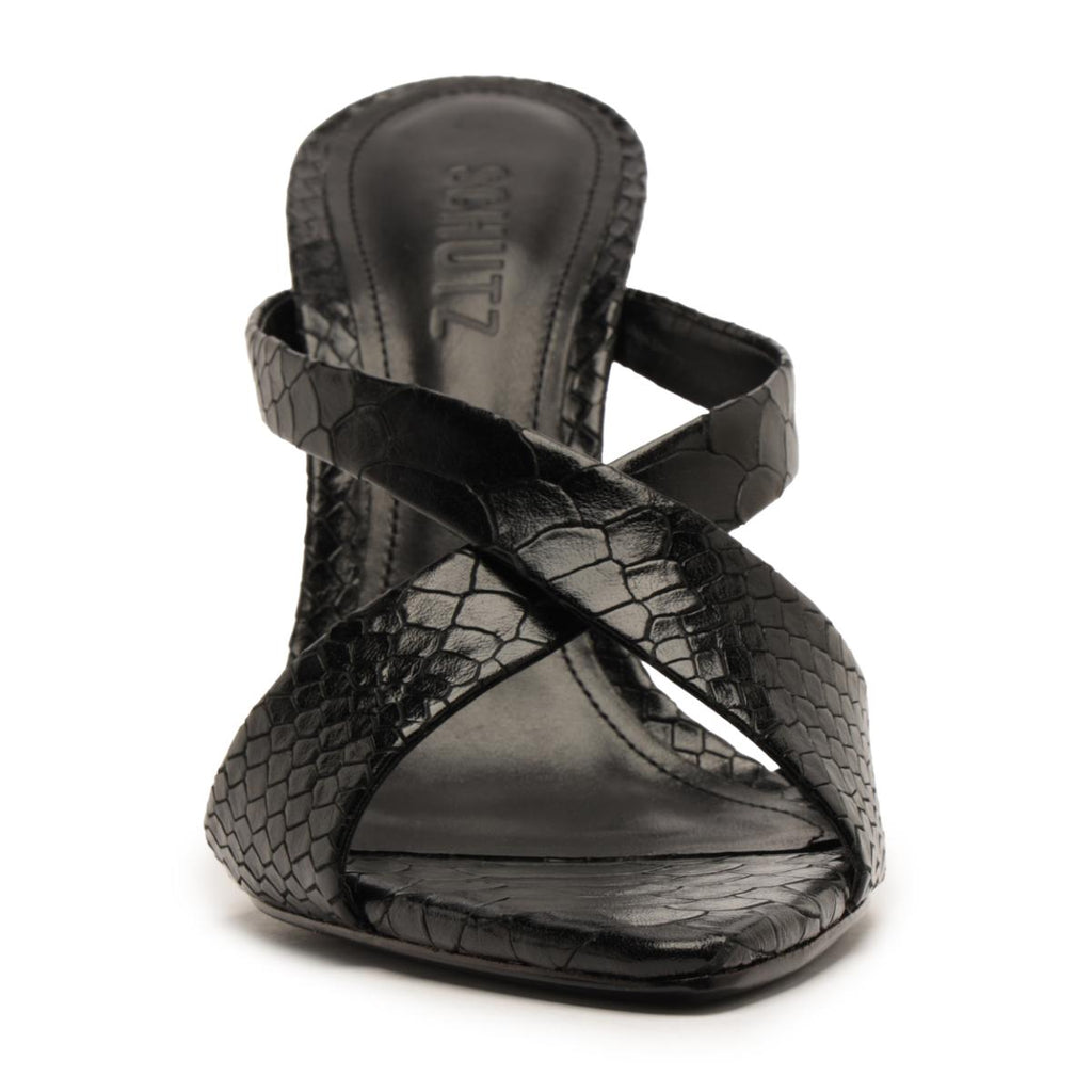 Glenda Leather Sandal in Black