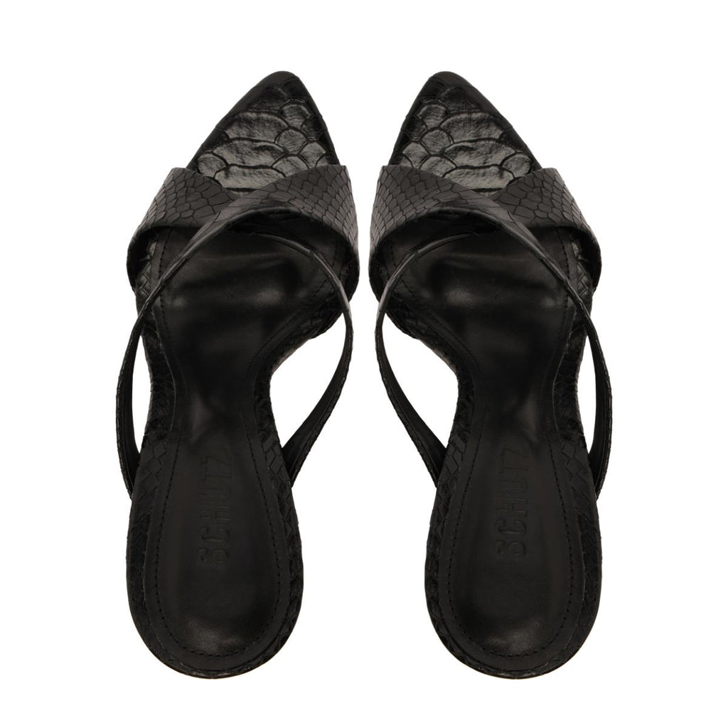 Glenda Leather Sandal in Black