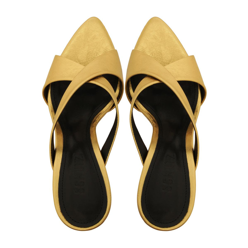 Glenda Leather Sandal in Gold