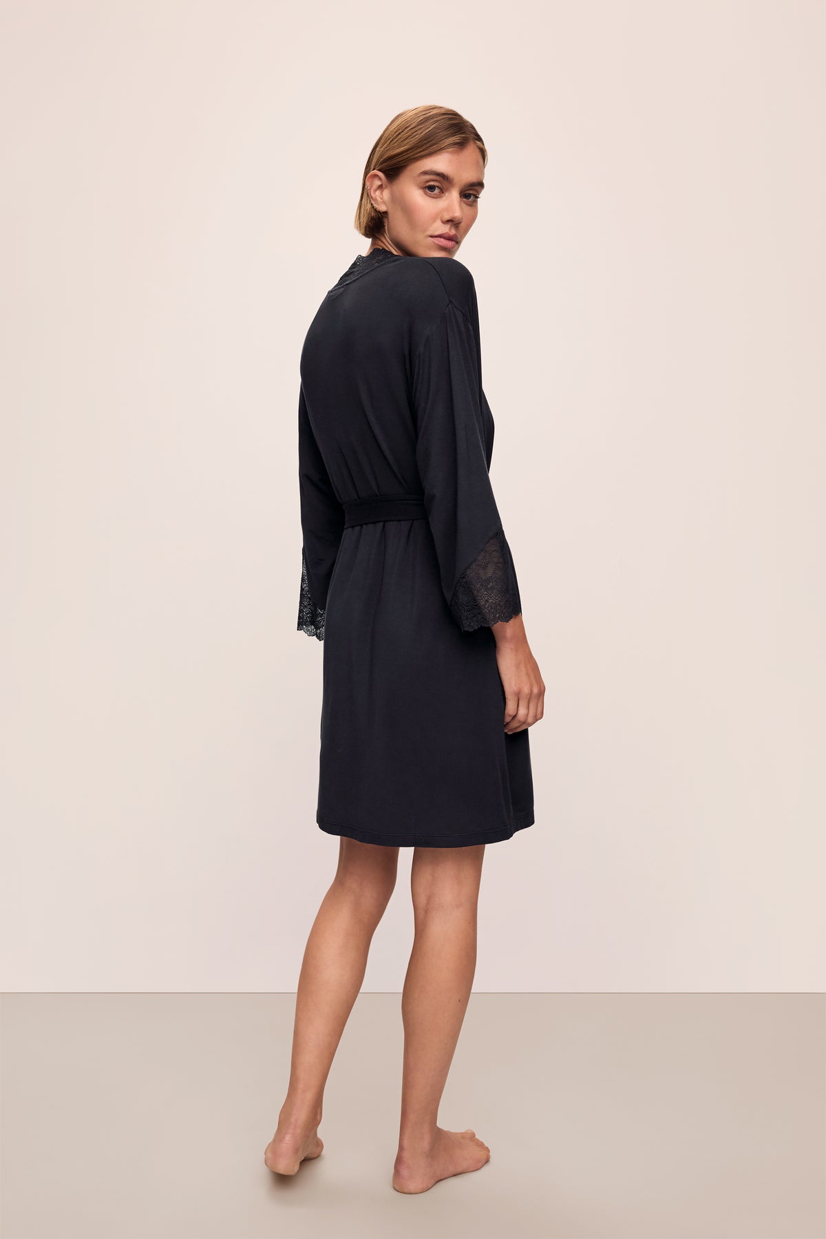 Lara Short Robe in Black