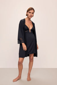 Lara Short Robe in Black