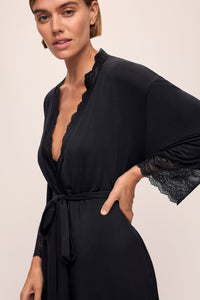 Lara Short Robe in Black