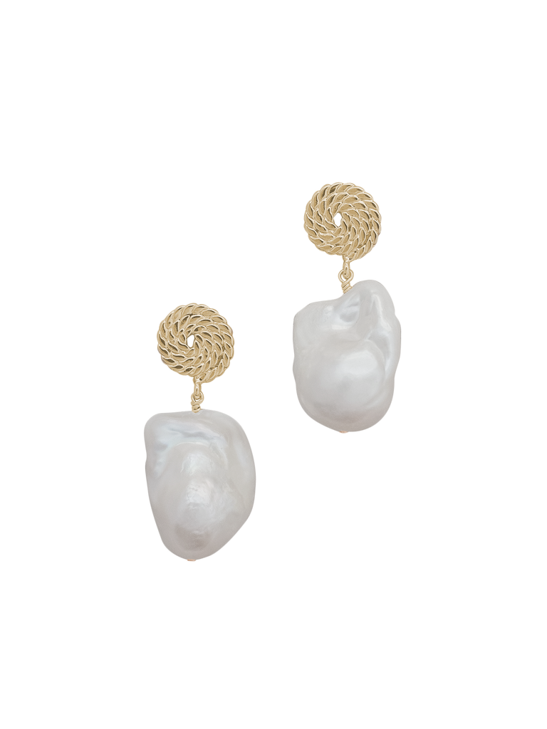 Saylor Earrings in Gold & White