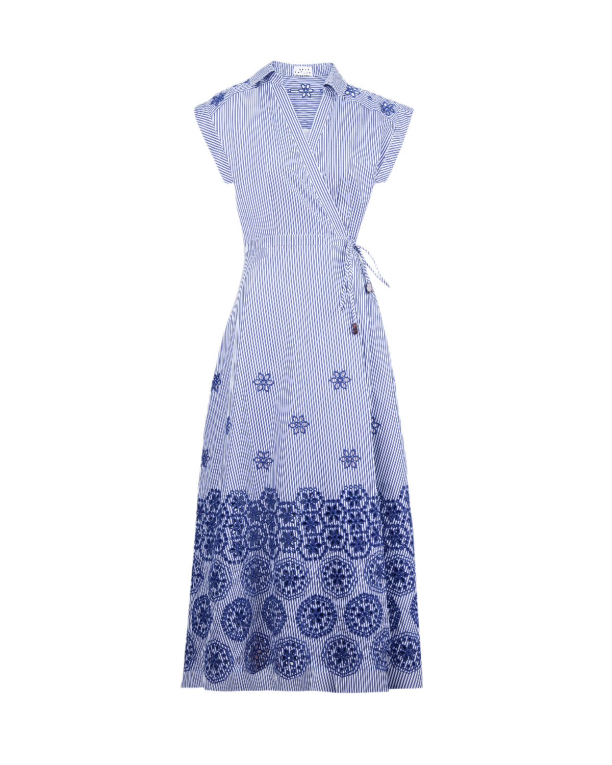 Midi Shivon Dress in Blue & Optic White