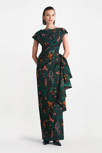 Floral Fil Coupe Florence Gown in Black Multi