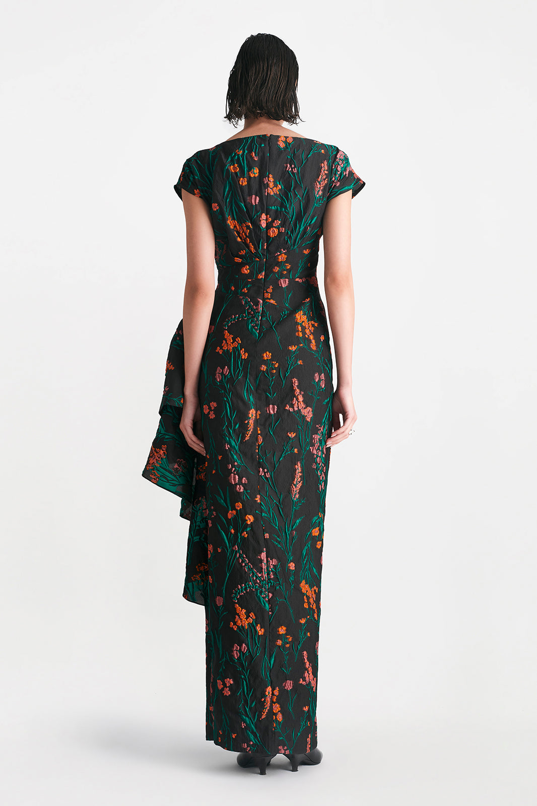 Floral Fil Coupe Florence Gown in Black Multi