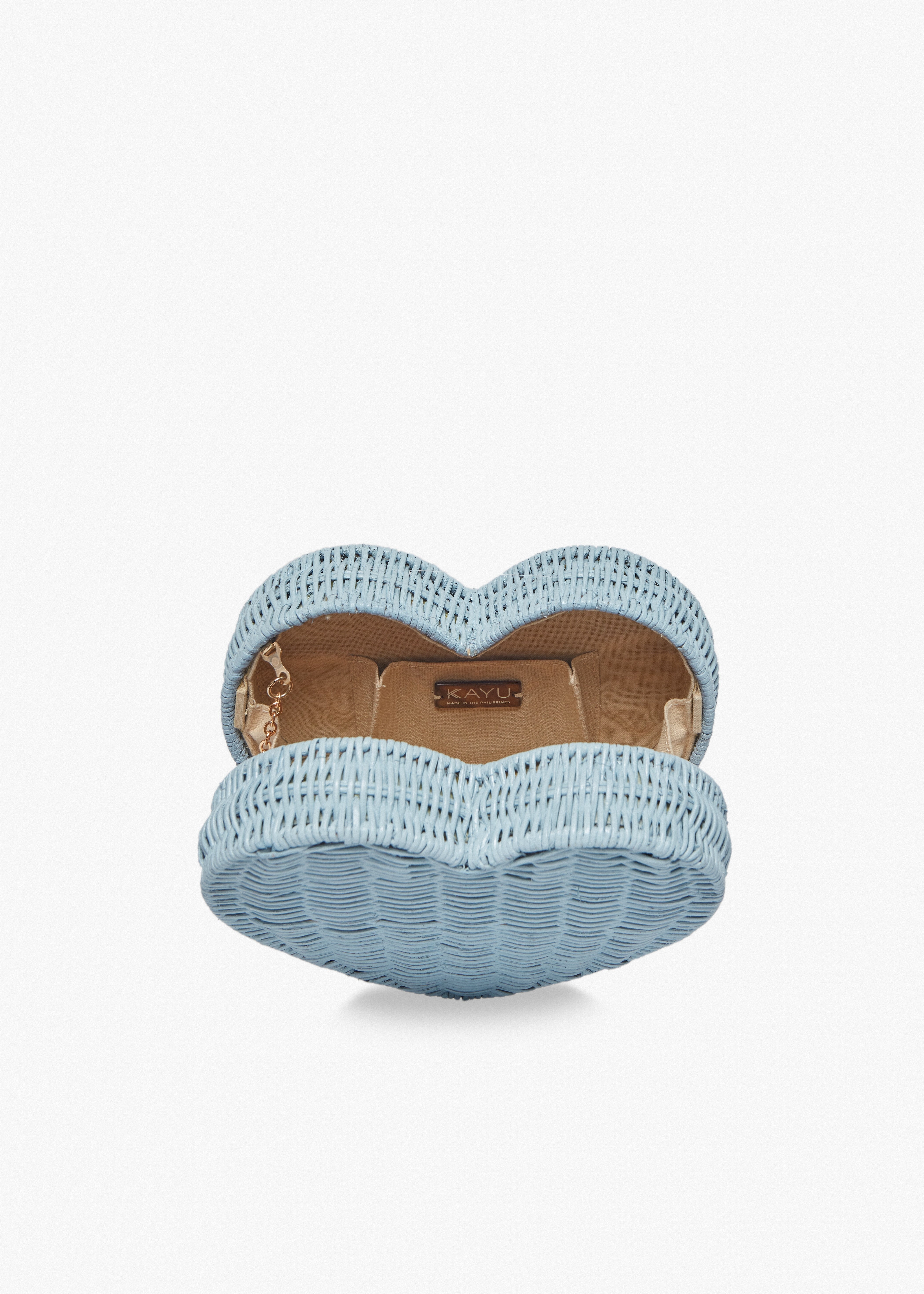 Sisal Heart Wicker Straw Clutch Bag in Blue