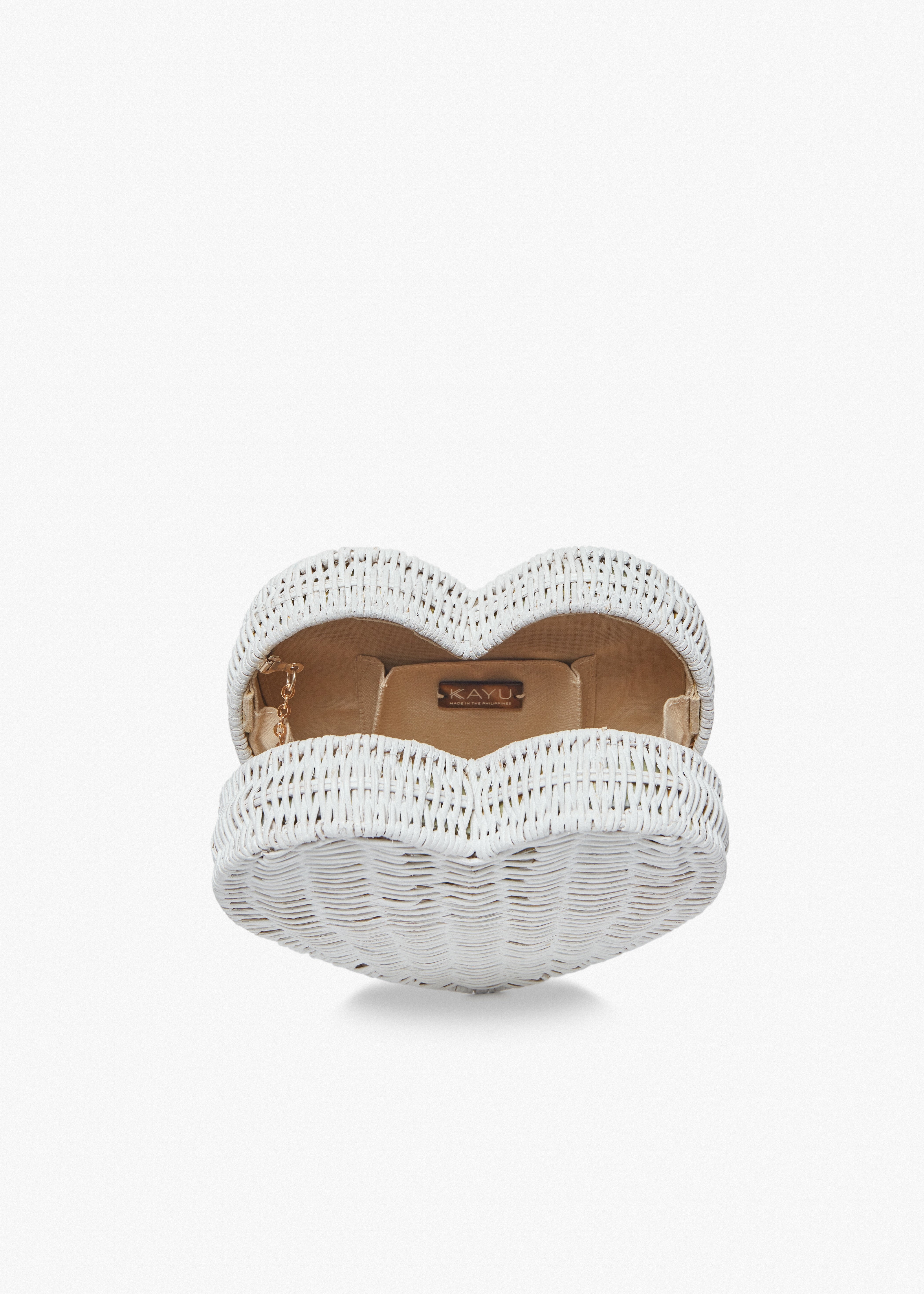 Sisal Heart Wicker Straw Clutch Bag in White