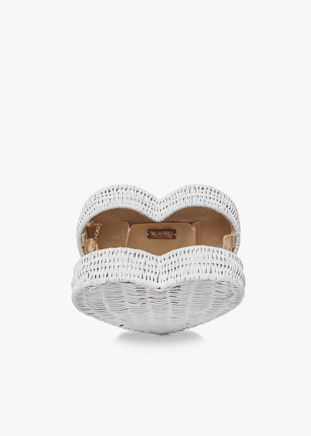 Sisal Heart Wicker Straw Clutch Bag in White