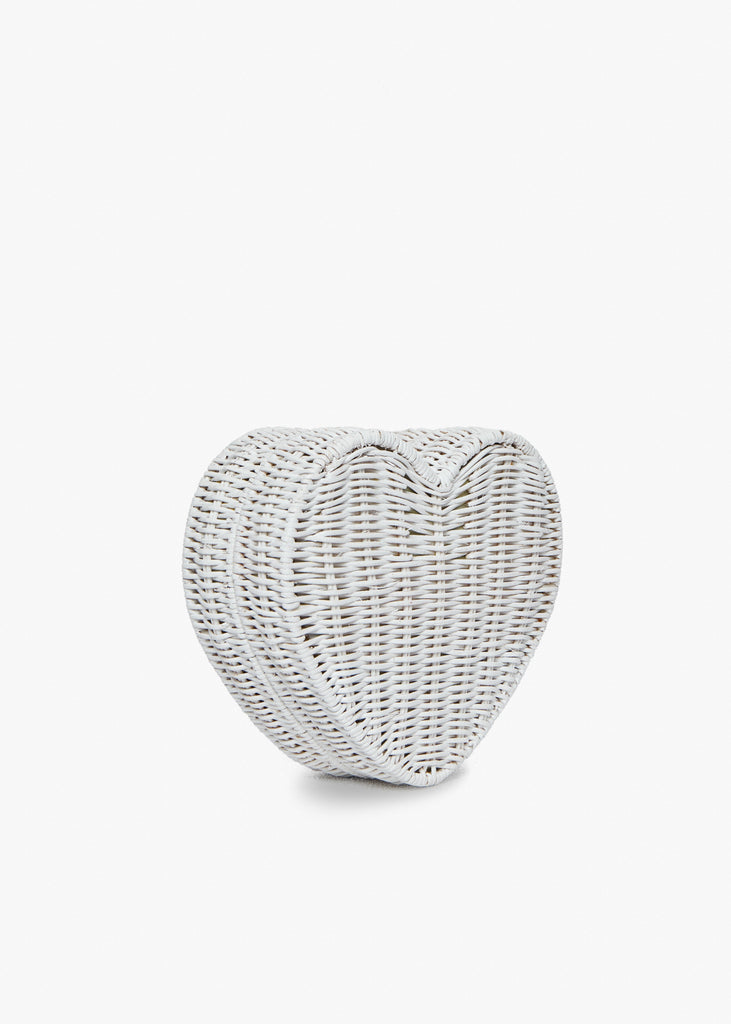 Sisal Heart Wicker Straw Clutch Bag in White