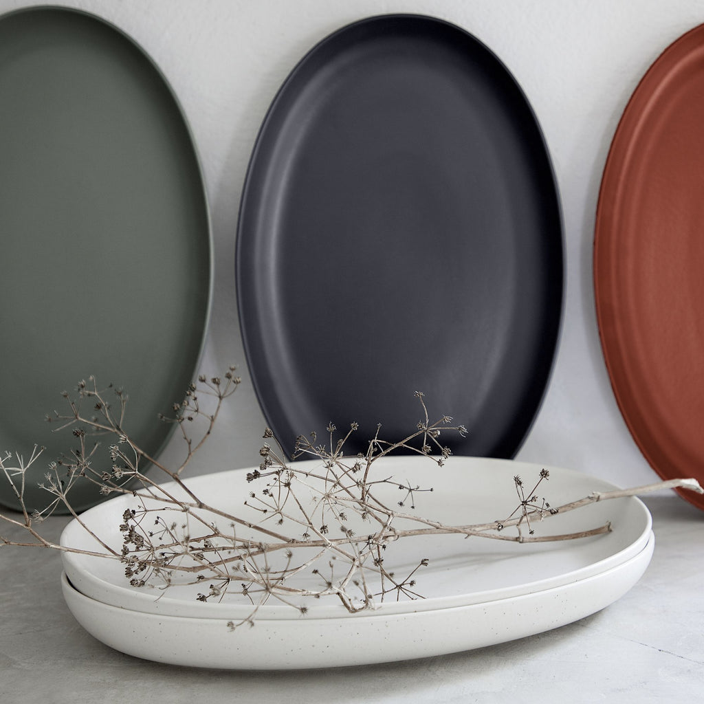 Pacifica Collection Oval Plates in Seed Grey, Set of 6