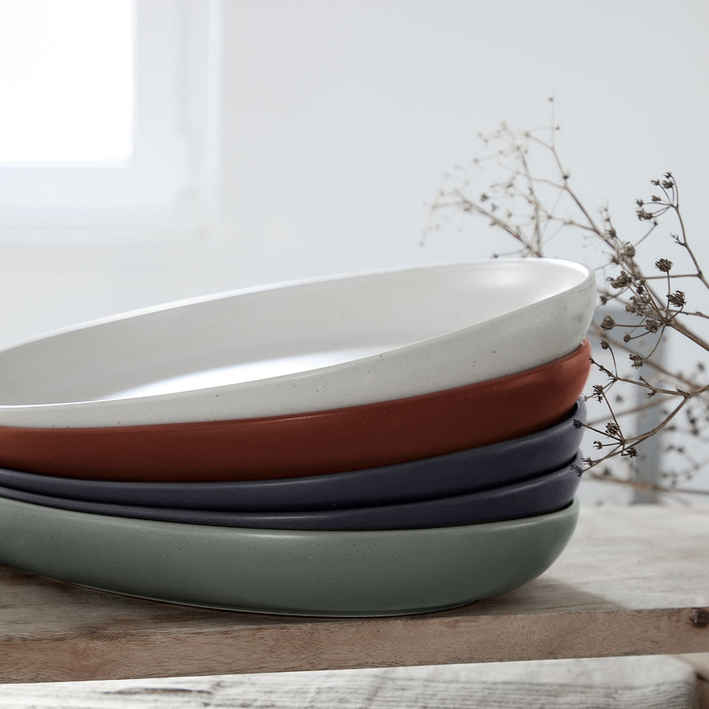 Pacifica Collection Oval Plates in Seed Grey, Set of 6