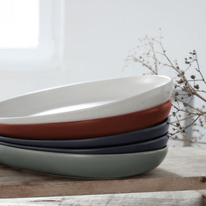 Pacifica Collection Oval Plates in Seed Grey, Set of 6