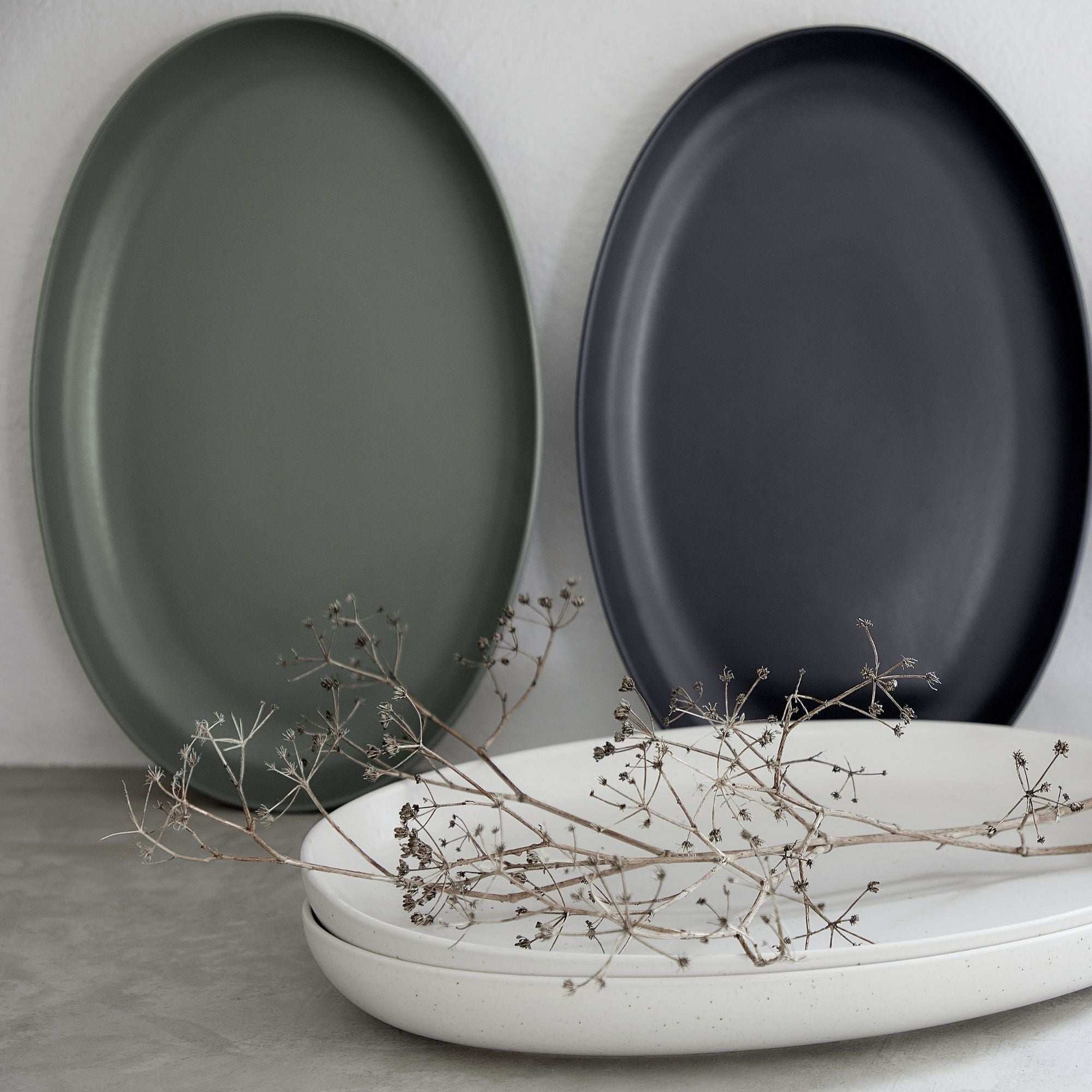 Pacifica Collection Oval Plates in Artichoke, Set of 6
