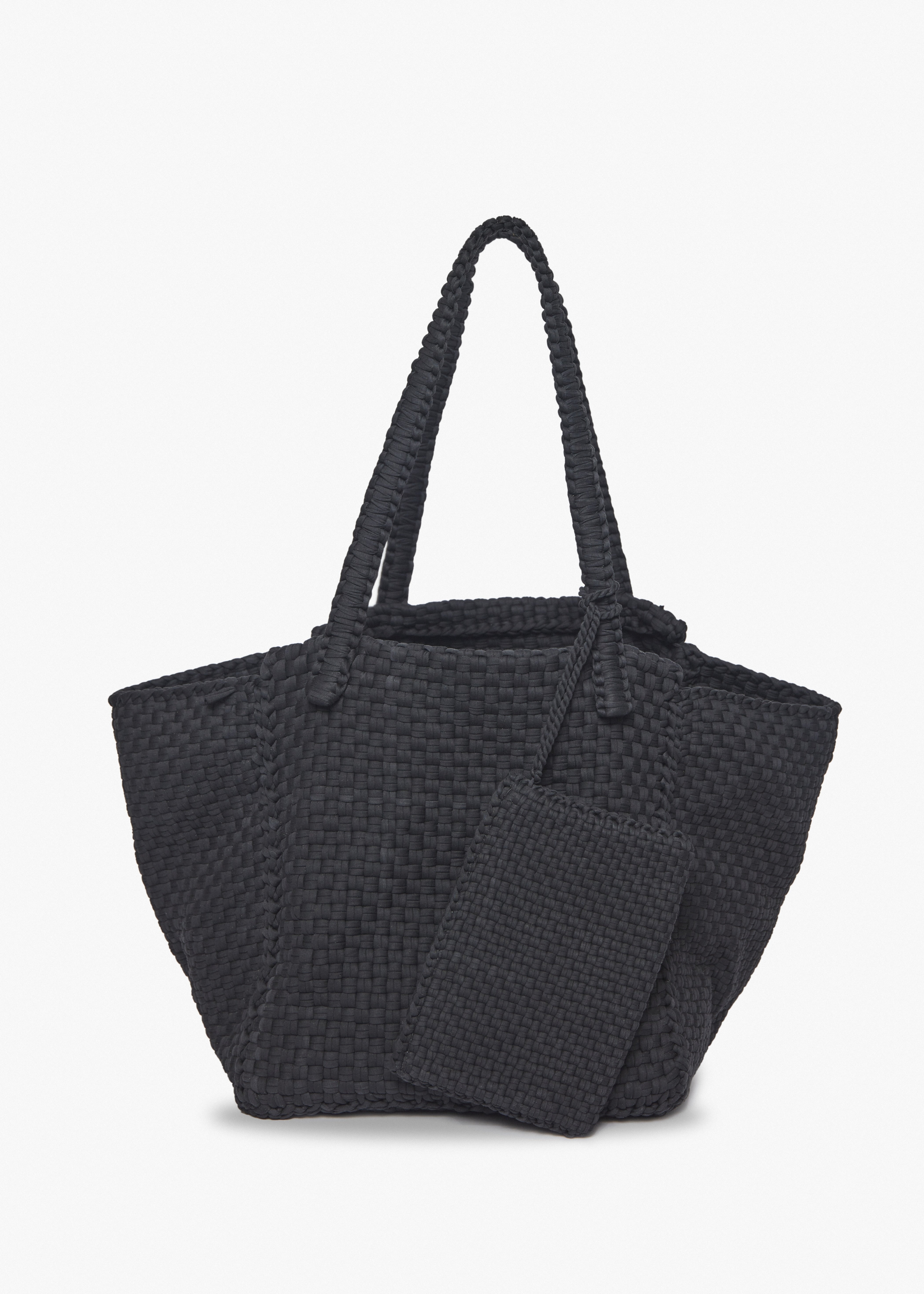 Soona Upcycled Woven Cotton Tote Bag in Black