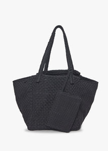 Soona Upcycled Woven Cotton Tote Bag in Black