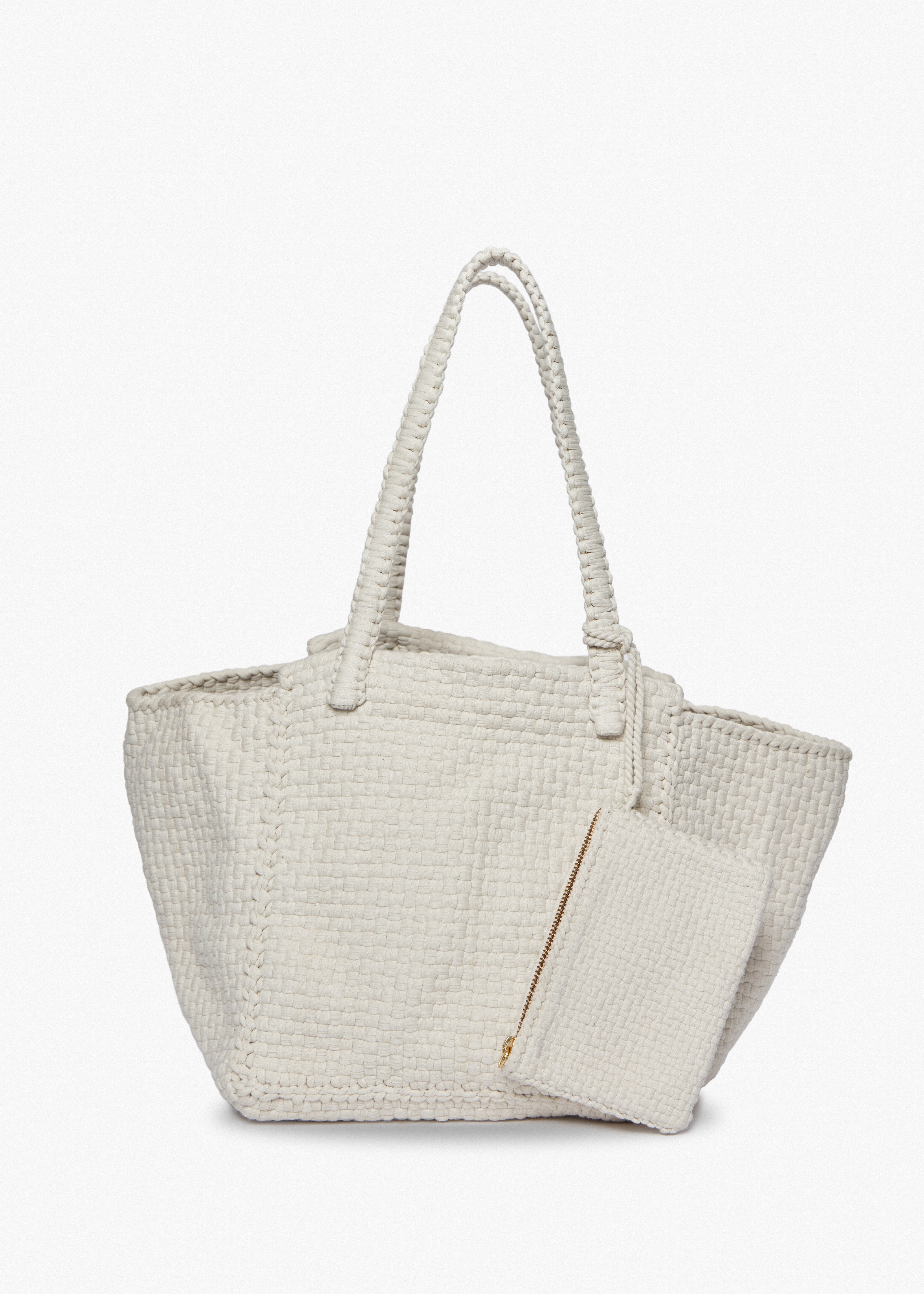 Soona Upcycled Woven Cotton Tote Bag in Ivory