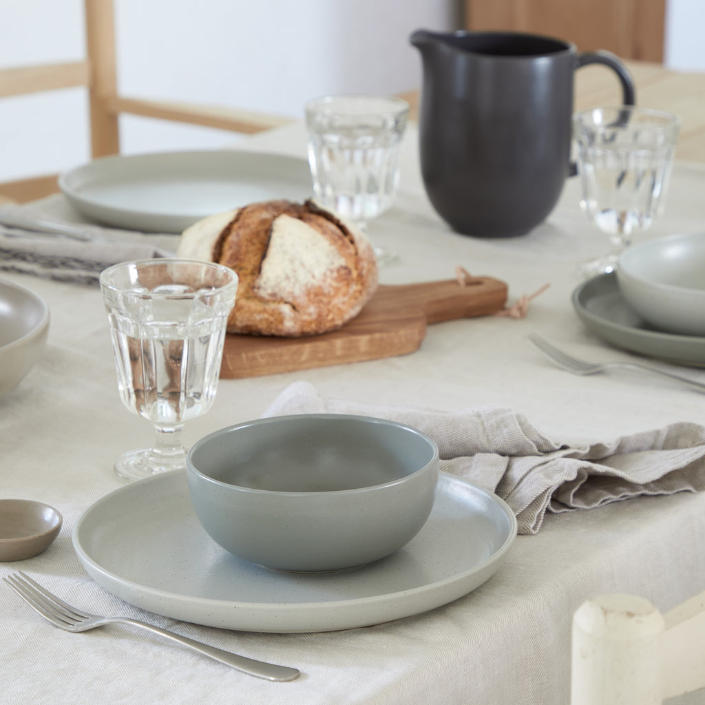 Pacifica Collection 12-pc Place Setting with Cereal Bowl in Oyster Grey
