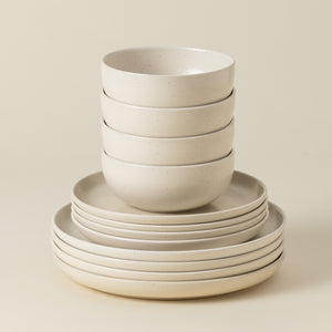 Pacifica Collection 12-pc Place Setting with Cereal Bowl in Vanilla